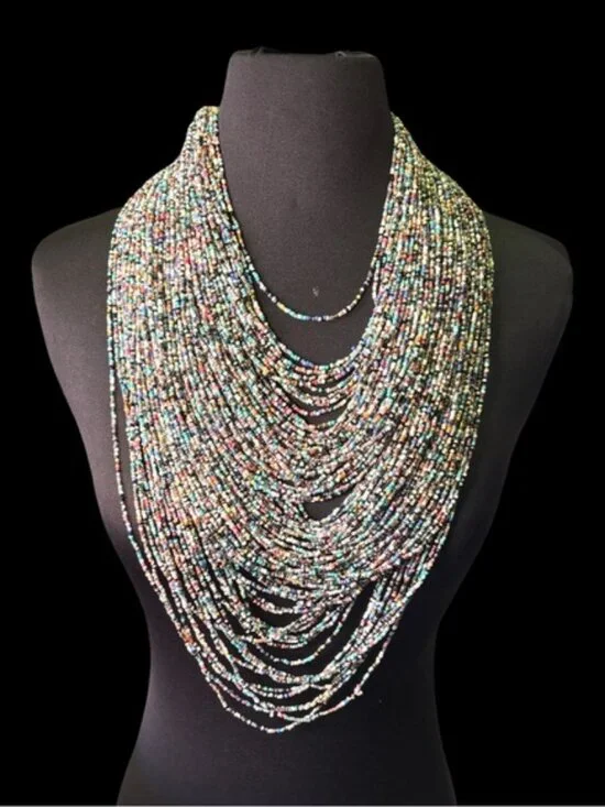 Statement Multistrand Seed Bead Necklace - Picture 1 of 6